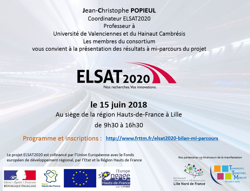 ELSAT2020 Bilan à mi-parcoursVendredi 15 juin 2018 de 9h30 à 17h au siège de la région Hauts-de-France à Lille