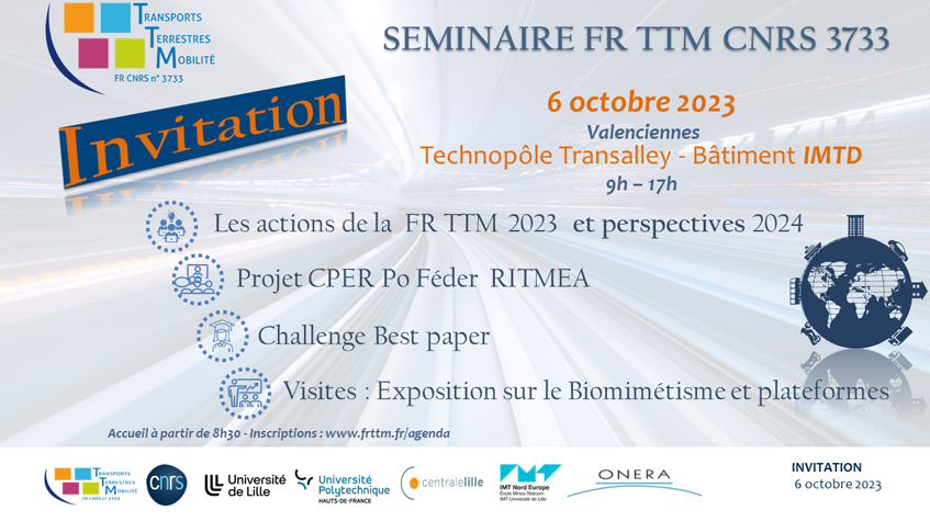 Le 6 octobre 2023 de 9h à 17h - Séminaire annuel de la FR TTM - - sur inscription